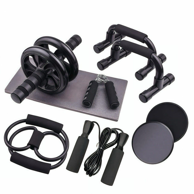 Ab Wheel 7-Piece Set – Indoor Fitness Equipment, Jump Rope, Push-Up Stand