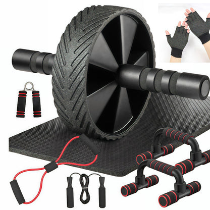 Ab Wheel 7-Piece Set – Indoor Fitness Equipment, Jump Rope, Push-Up Stand
