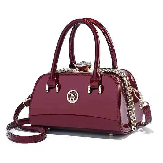 Shiny Leather Diamond Embellished Women's Evening Clutch