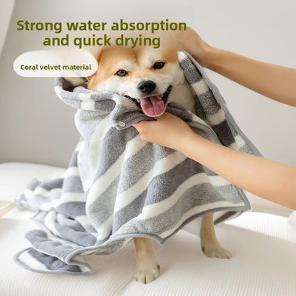 Absorbent Coral Fleece Pet Bathrobe