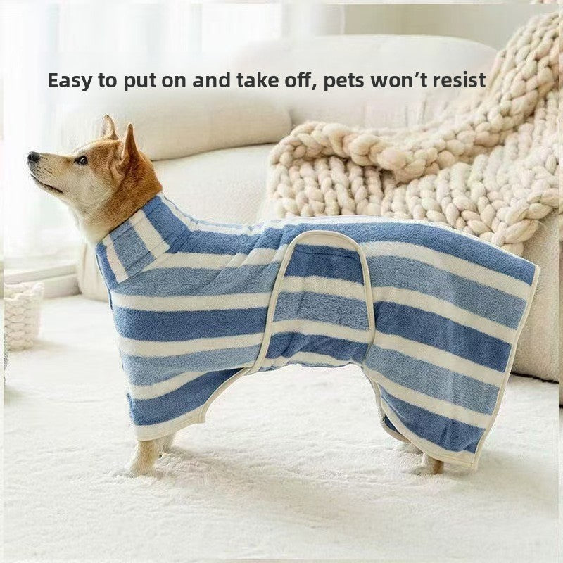 Absorbent Coral Fleece Pet Bathrobe