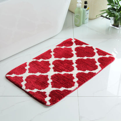 Absorbent Non-Slip Geometric Flocking Floor Mat