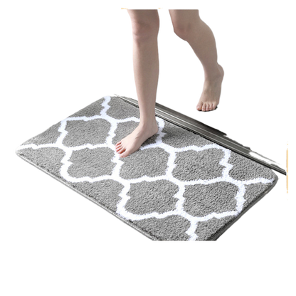 Absorbent Non-Slip Geometric Flocking Floor Mat
