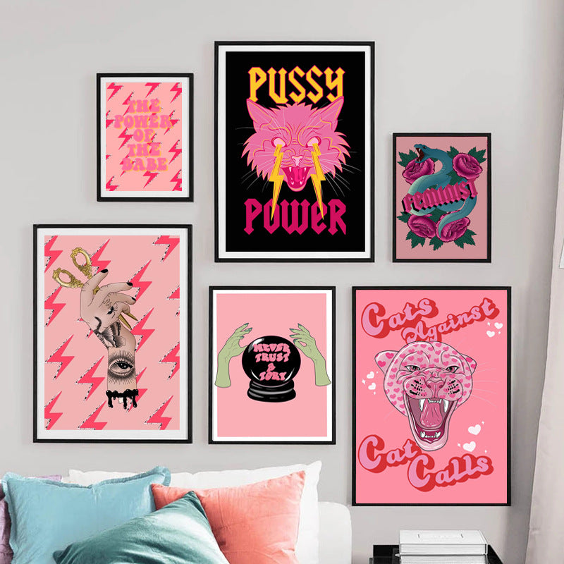 Abstract individualistic pink feminist painting