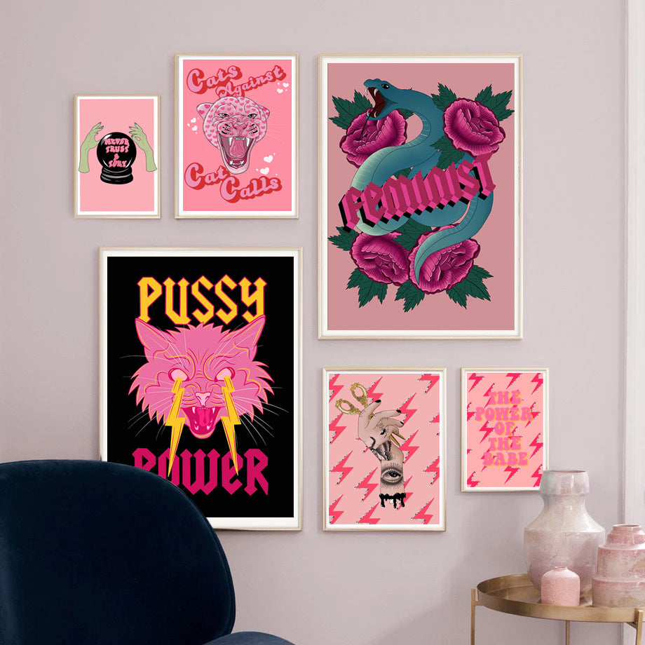 Abstract individualistic pink feminist painting