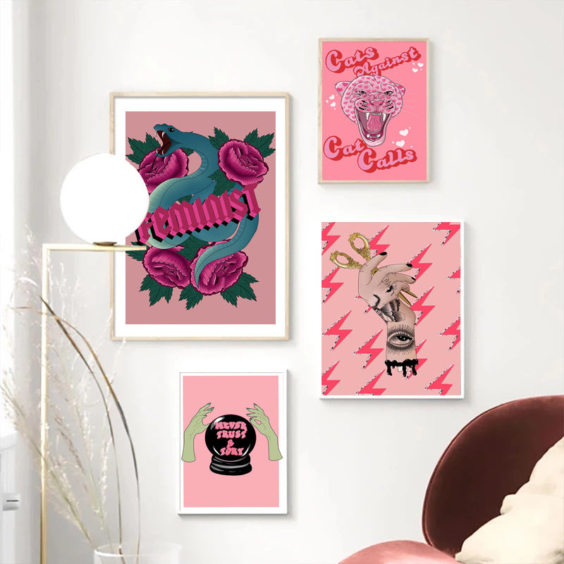 Abstract individualistic pink feminist painting