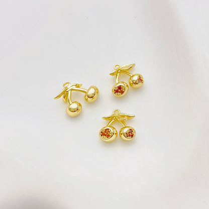 14K Gold Plated Zircon Studded Fruit Pendant Fashion Jewelry