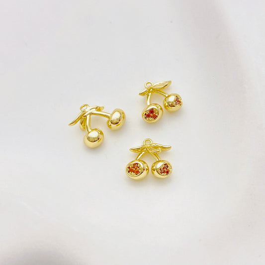 14K Gold Plated Zircon Studded Fruit Pendant Fashion Jewelry