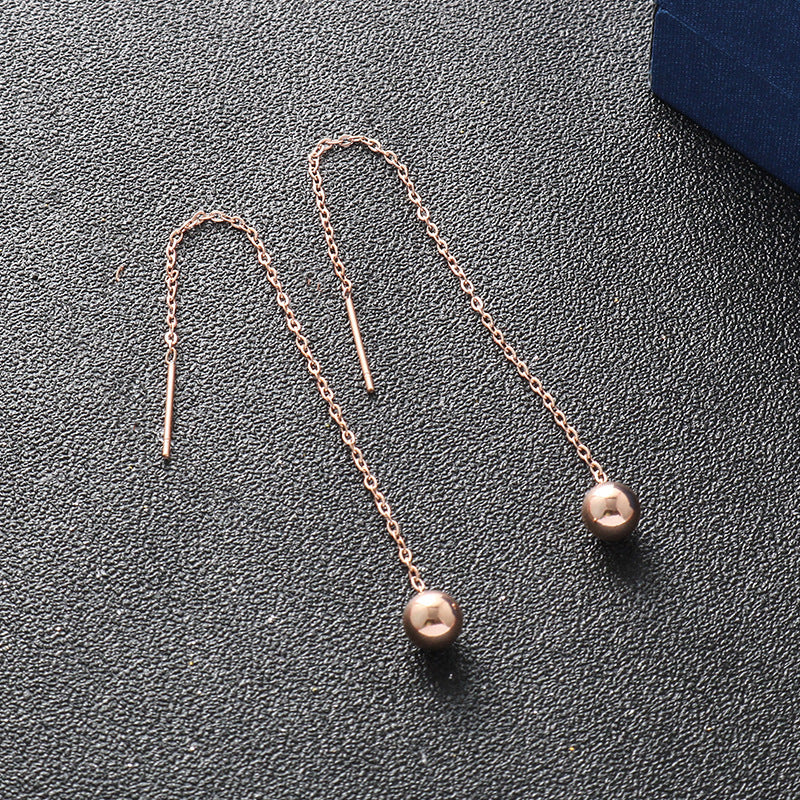 Titanium Steel Bead Earrings Korean Style Chic Jewelry Wear