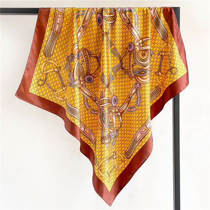 Nordic-striped Silk Scarf for Women – Influencer Style Look