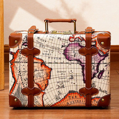 Retro Style Leather Look Suitcase Storage Box for Storage