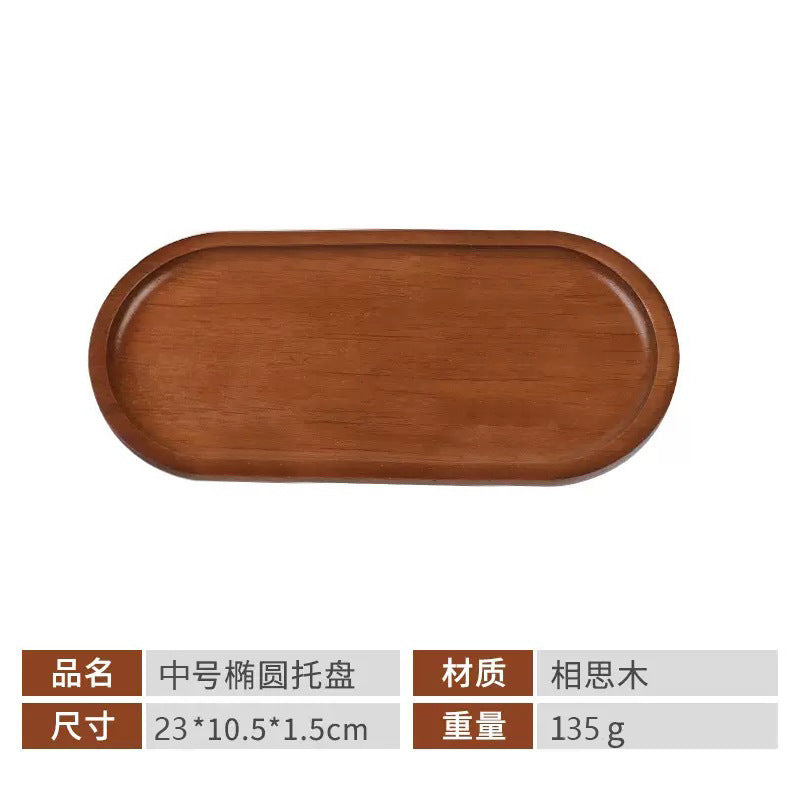 Acacia Wood Tray Japanese-Style Tea Tray Household Solid Wood Dinner Plate Rectangular Coaster Wooden Tray Coffee Shop Cake Candy