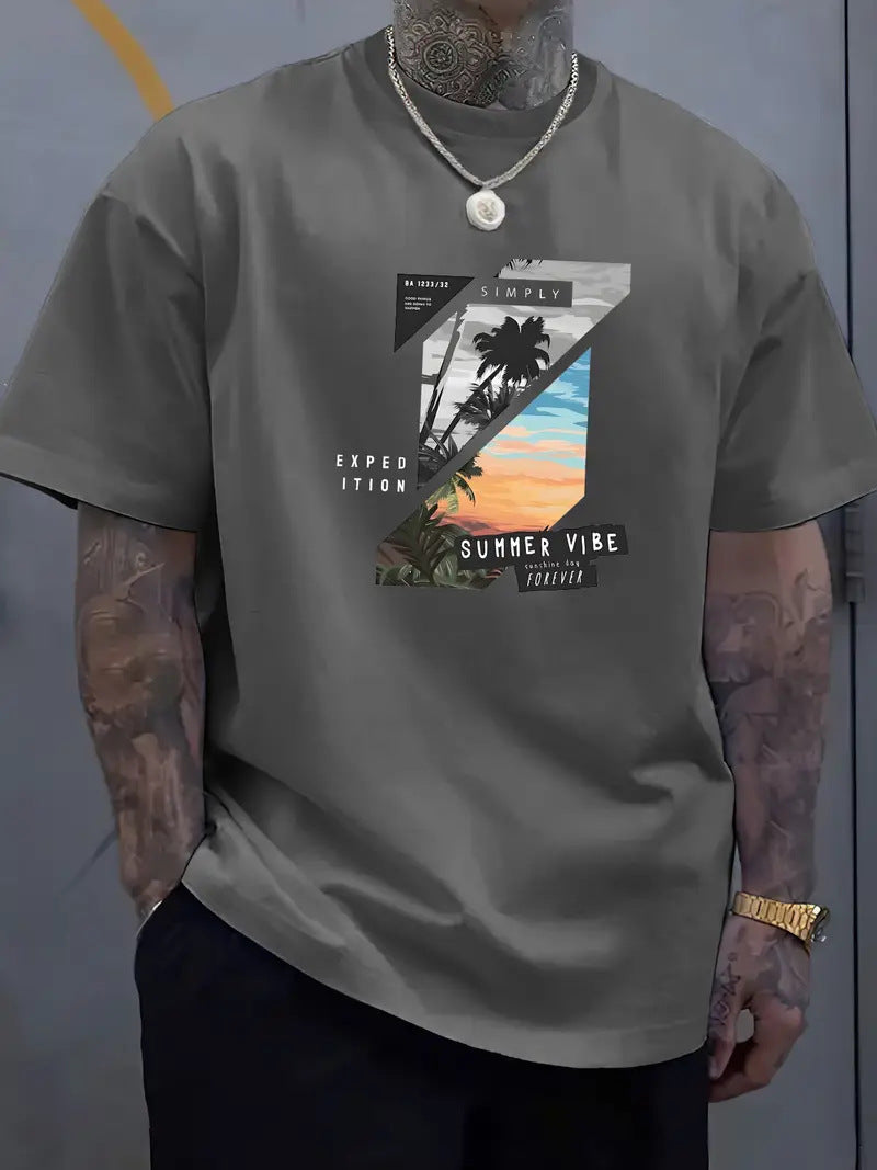 Buy Color-Block 3D Printed Summer Men’s Fashion T-Shirt