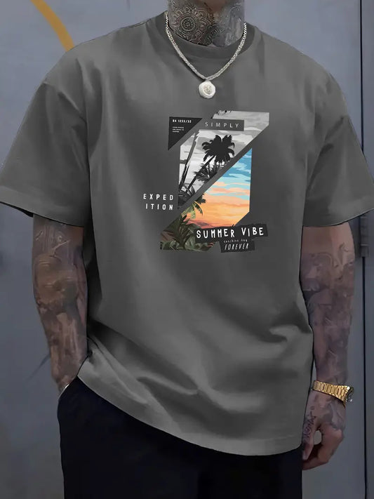 Buy Color-Block 3D Printed Summer Men’s Fashion T-Shirt