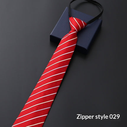 Mens Business Formal Zipper Tie With Blue Stripes for Office