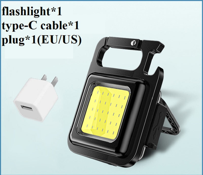 Mini Portable COB LED Keychain Flashlight USB Rechargeable