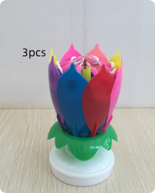 Buy First Musical Lotus Candle Colorful Birthday Cake Decor