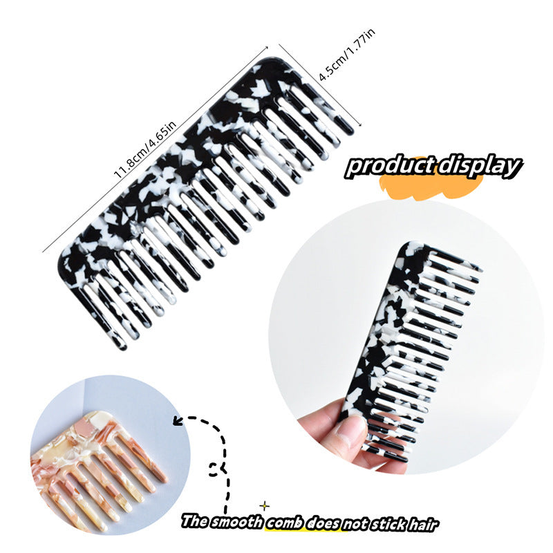 Acetate Hair Comb with Marble Pattern
