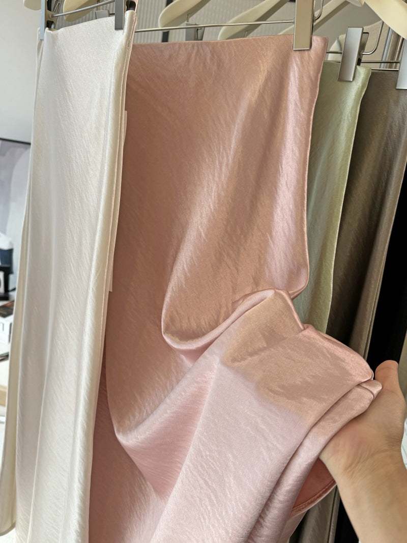 Acetic Satin Fishtail Midi Skirt