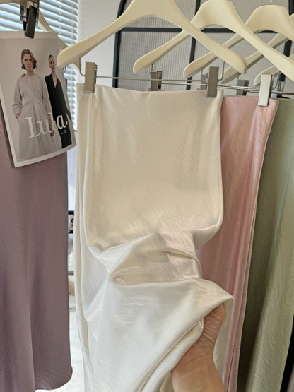 Acetic Satin Fishtail Midi Skirt