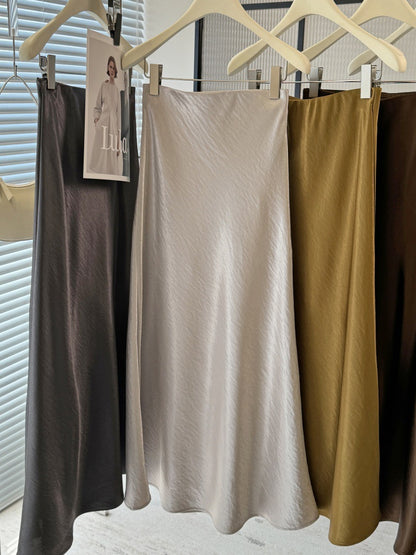 Acetic Satin Fishtail Midi Skirt