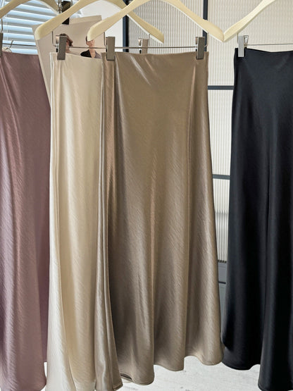 Acetic Satin Fishtail Midi Skirt