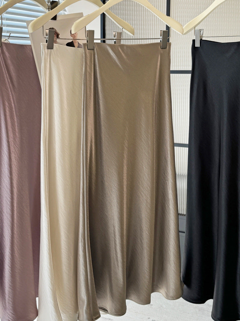 Acetic Satin Fishtail Midi Skirt