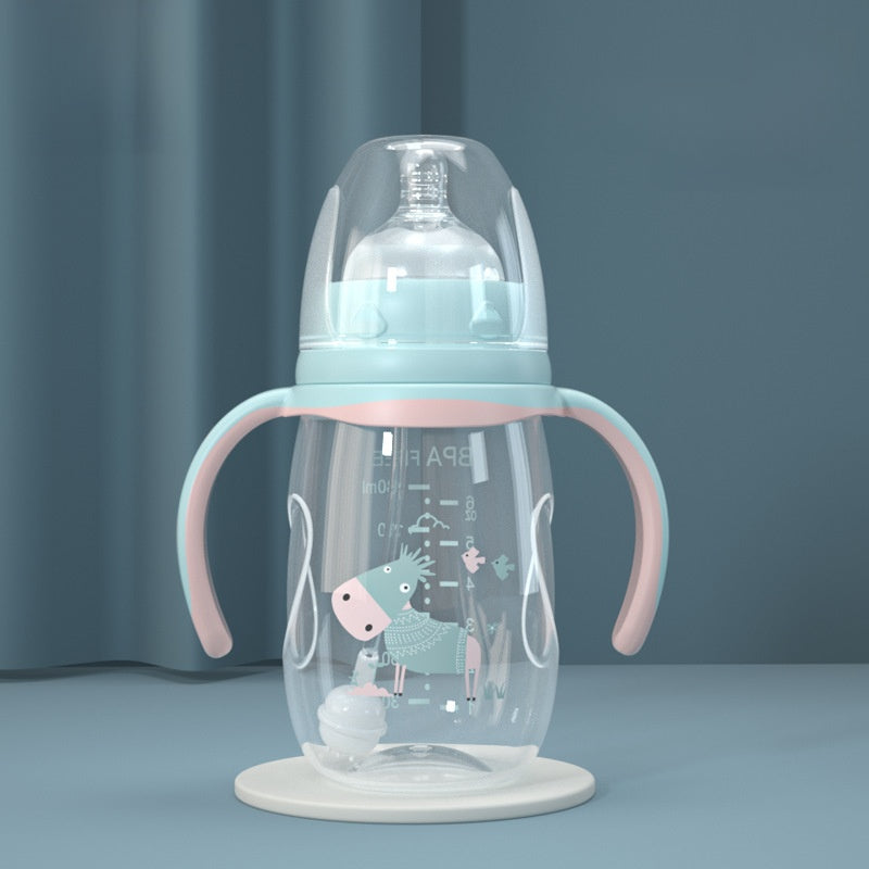 Baby Bottle with Straw Handle Wide Mouth for Daily Feeding
