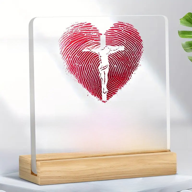 Acrylic Desktop Sign with Wooden Base