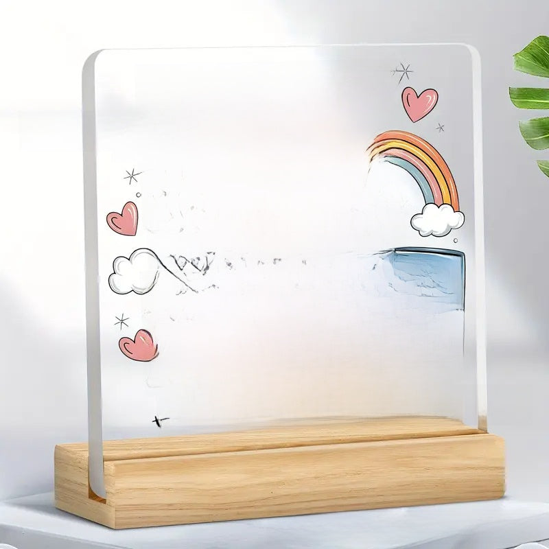Acrylic Desktop Sign with Wooden Base