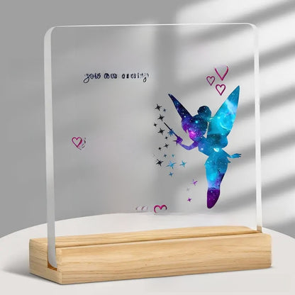 Acrylic Desktop Sign with Wooden Base
