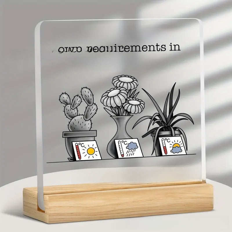 Acrylic Desktop Sign with Wooden Base