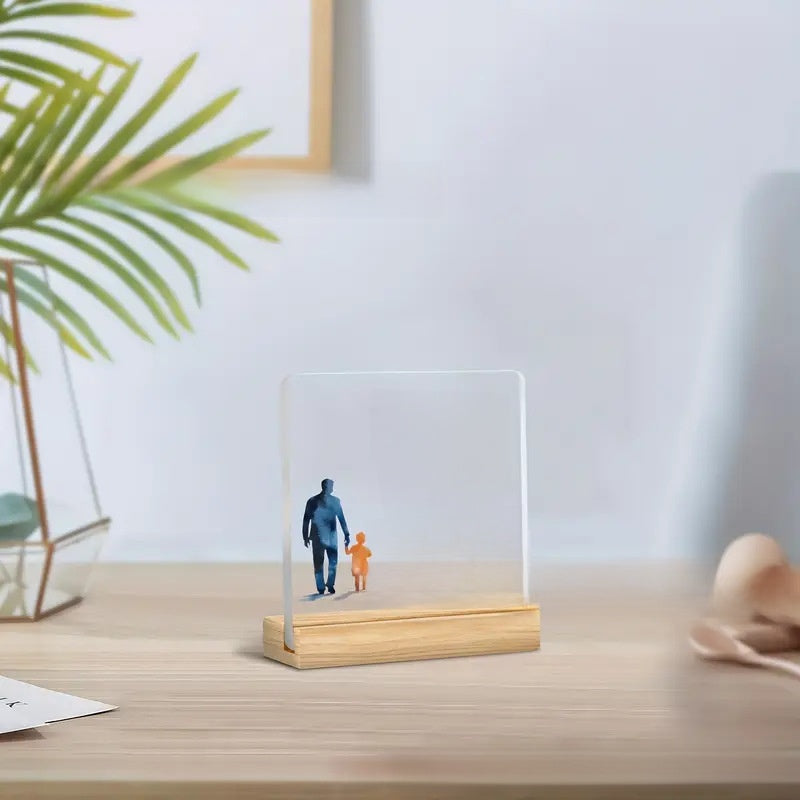 Acrylic Desktop Sign with Wooden Base