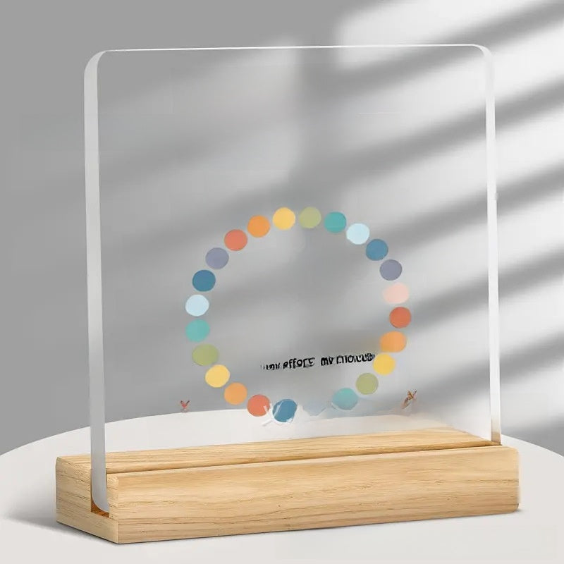 Acrylic Desktop Sign with Wooden Base