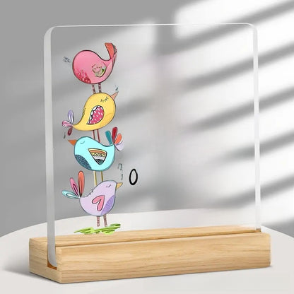 Acrylic Desktop Sign with Wooden Base
