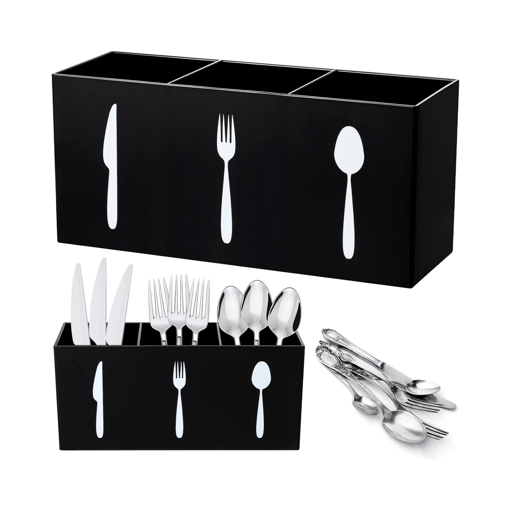 Acrylic Desktop Storage Box for Cutlery and Stationery