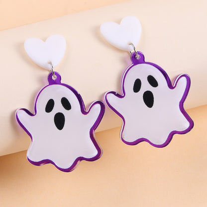 Acrylic Earrings Colorfulful Ghost Pumpkin Earrings
