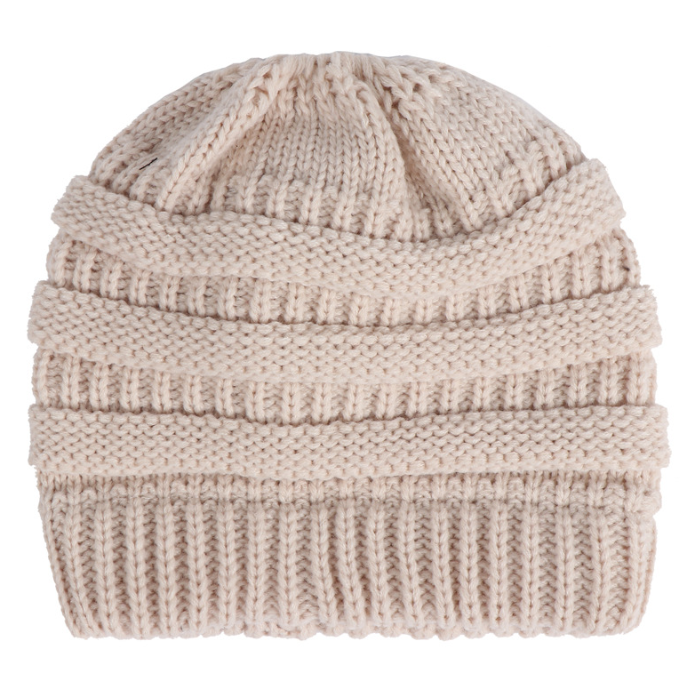 Acrylic Ponytail Knitted Beanie