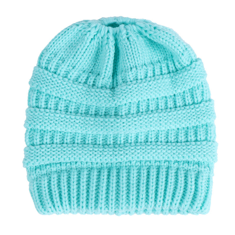 Acrylic Ponytail Knitted Beanie