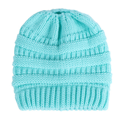 Acrylic Ponytail Knitted Beanie