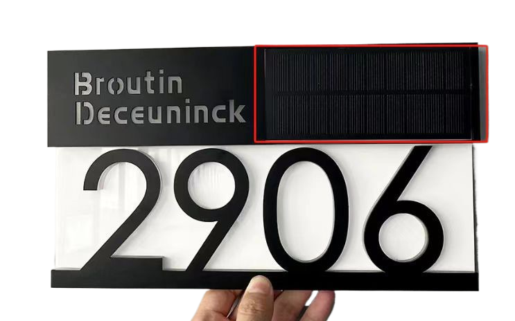 Acrylic printed doorplate with light fixture