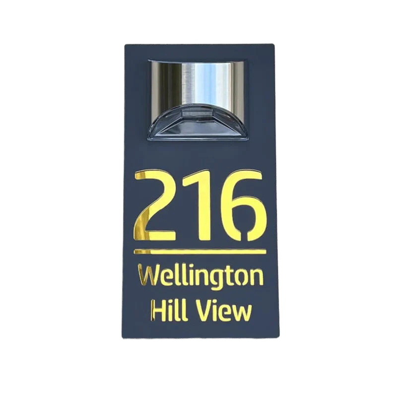 Acrylic printed doorplate with light fixture