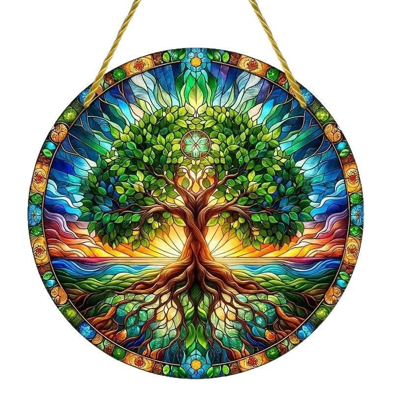 Acrylic Tree of Life Eagle Flag Wall Decoration
