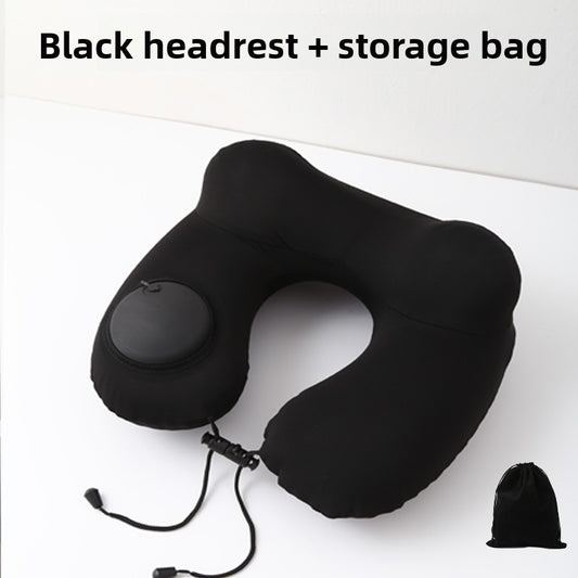 Press-Type Inflatable U-Shaped Travel Neck Pillow Comfort
