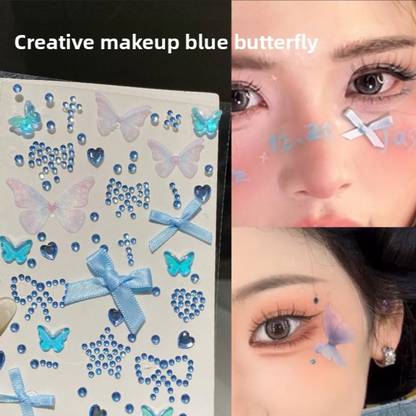 Adhesive Face Stickers with Butterfly and Bow Design