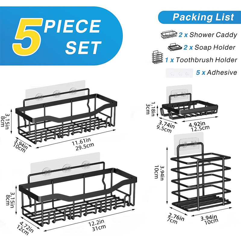 Adhesive Wall Mounted Bathroom Organizer Rack