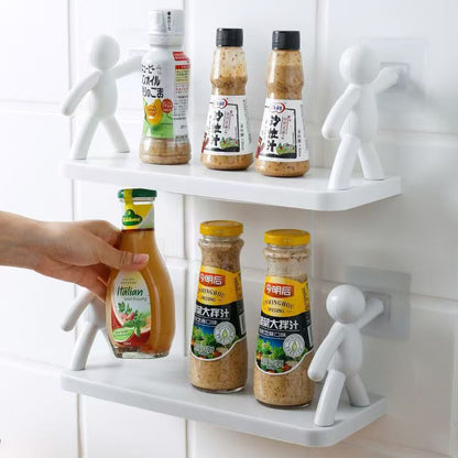Adhesive Wall-Mounted Storage Rack for Bathroom and Kitchen