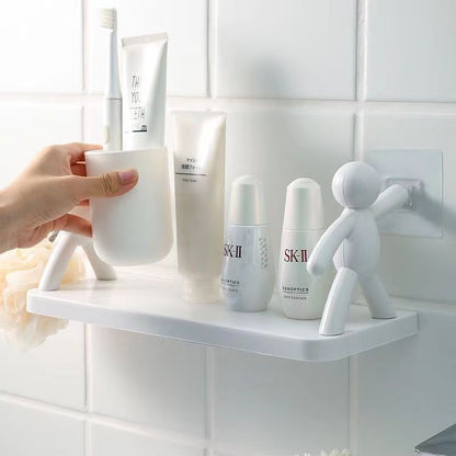 Adhesive Wall-Mounted Storage Rack for Bathroom and Kitchen