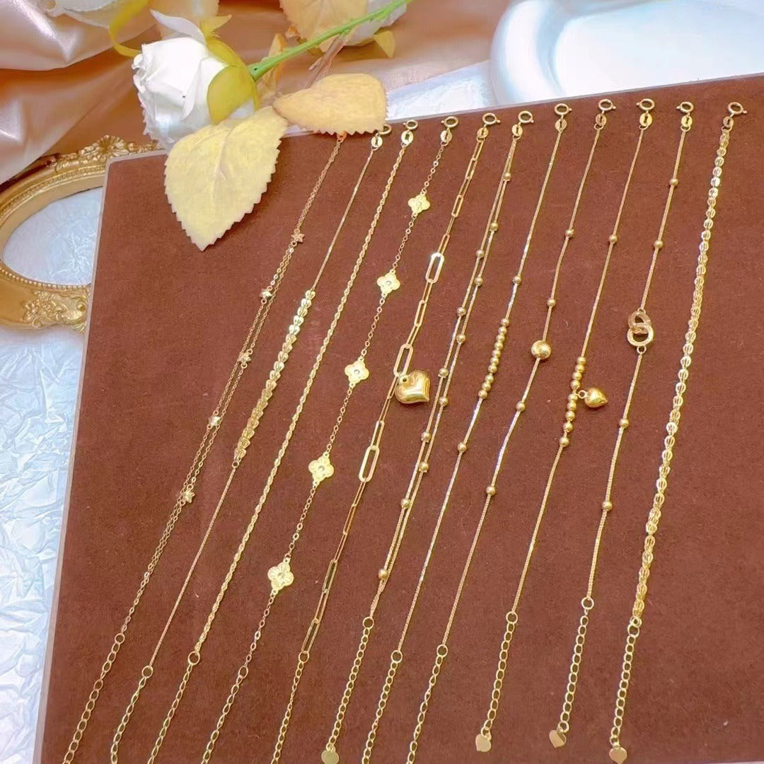 Adjustable 18K Gold Beaded Bracelet
