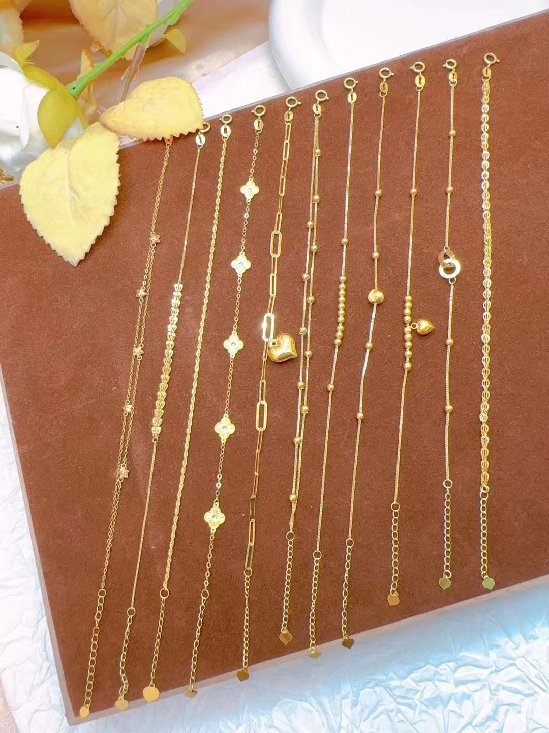 Adjustable 18K Gold Beaded Bracelet